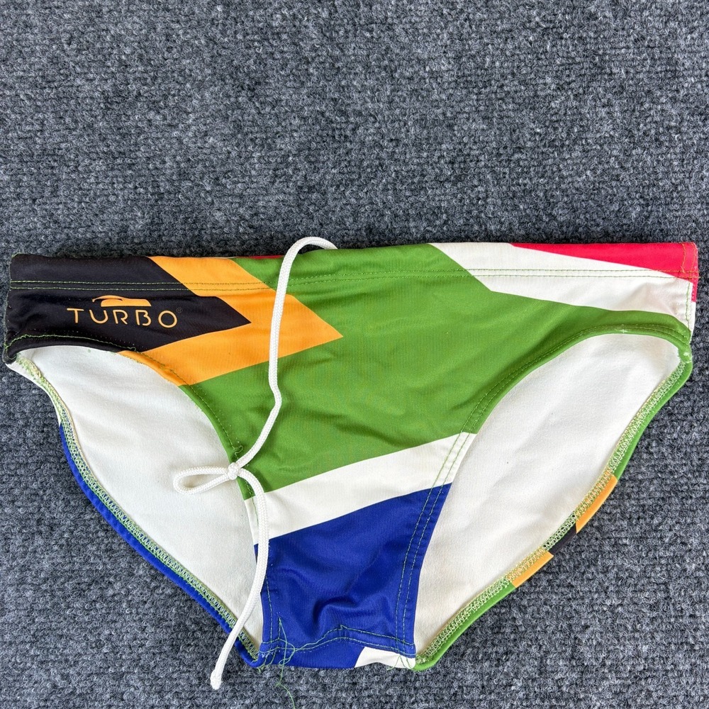 Turbo South Africa Swim Briefs Mens 28 Multicolor Flag Water Polo Drawstring